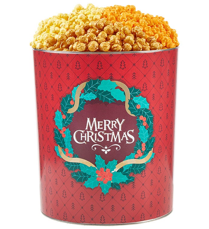 Cozy Christmas 6 1/2 Gallon 3 Flavor Popcorn Tin